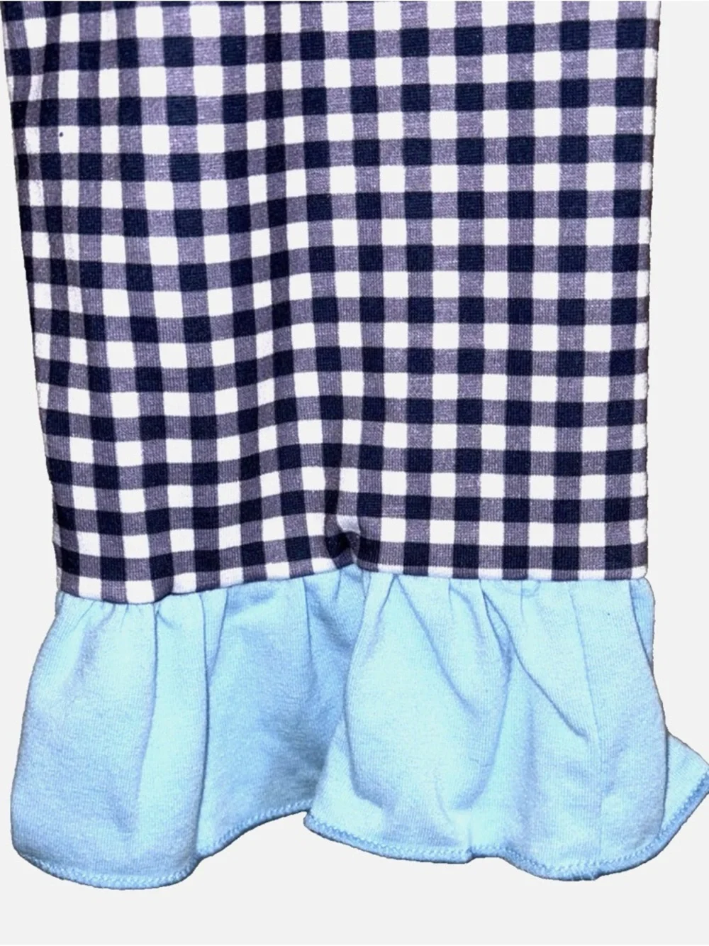 Maci & Madi Dog Canoe Applique Outfit Set Girls 5T Blue Gingham Fall Boutique